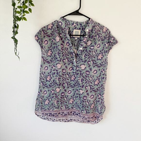 Bell by Alicia Bell Cap Sleeve Print Blouse Sz 10 - Picture 1 of 5